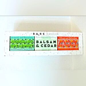Bare by Baudelaire Therapeutic Bath Bomb Trio Serenity Soak Blissful Bubbles NEW
